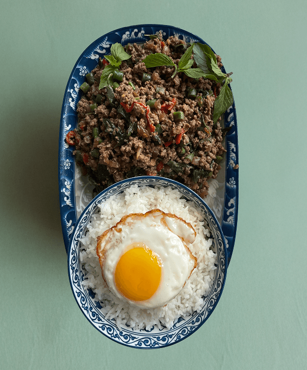 Pad kra pow & fried egg